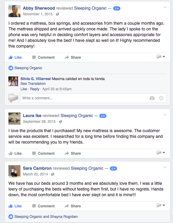 Positive Reviews for Sleeping Organic