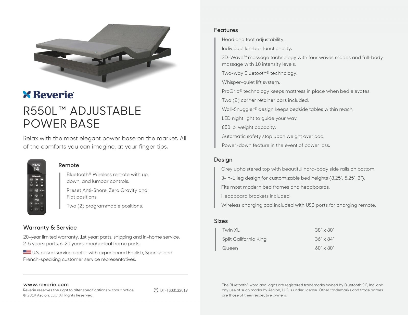 Reverie R550l Adjustable Bed Sleeping, Reverie 5d Adjustable Bed Frame