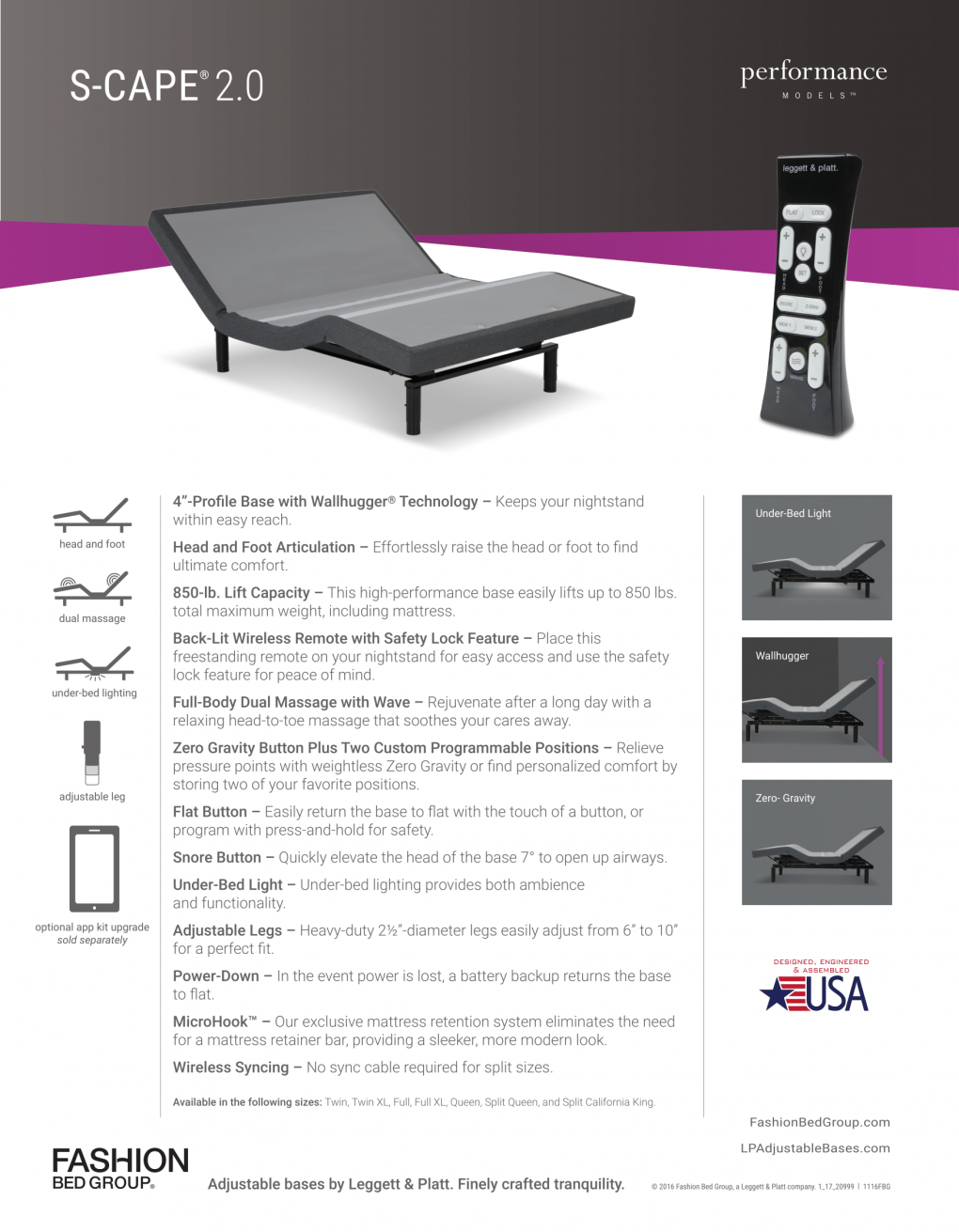 Leggett & Platt SCape 2.0 Adjustable Bed Base Sleeping Organic