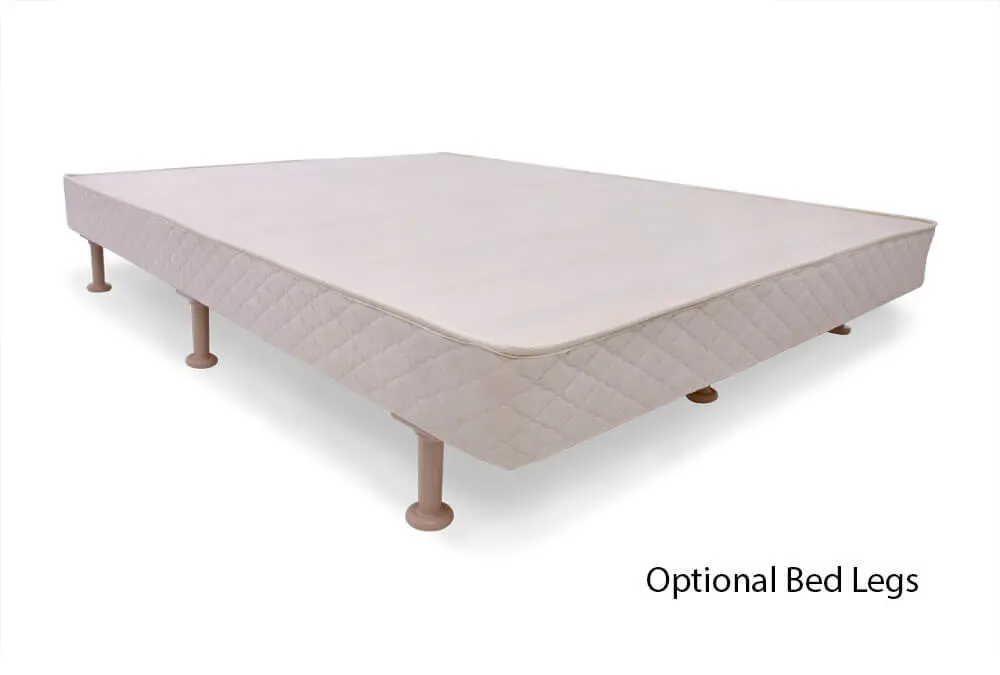 Solid wood mattress foundation with bed legs, ideal box spring alternative for organic mattresses