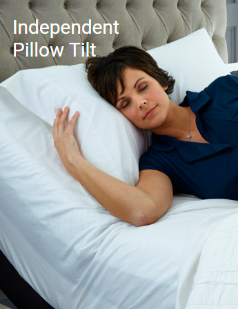independent pillow tilting adjustable bed
