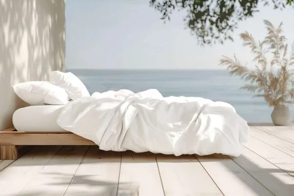 Organic percale duvet cover set in crisp white