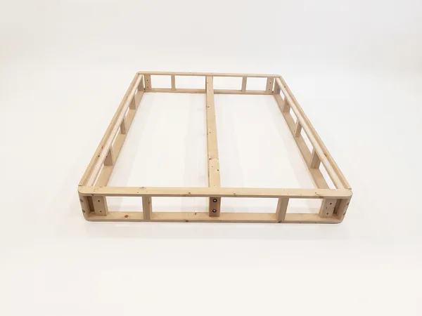 Heavy-duty foundation assembly step 13: The finished frame. No legs? Skip ahead to the slats.
