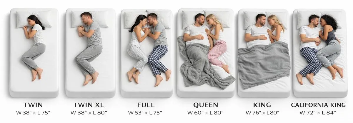 Natural latex mattress sizes, Twin, Twin XL, Full, Queen, King, Cal King