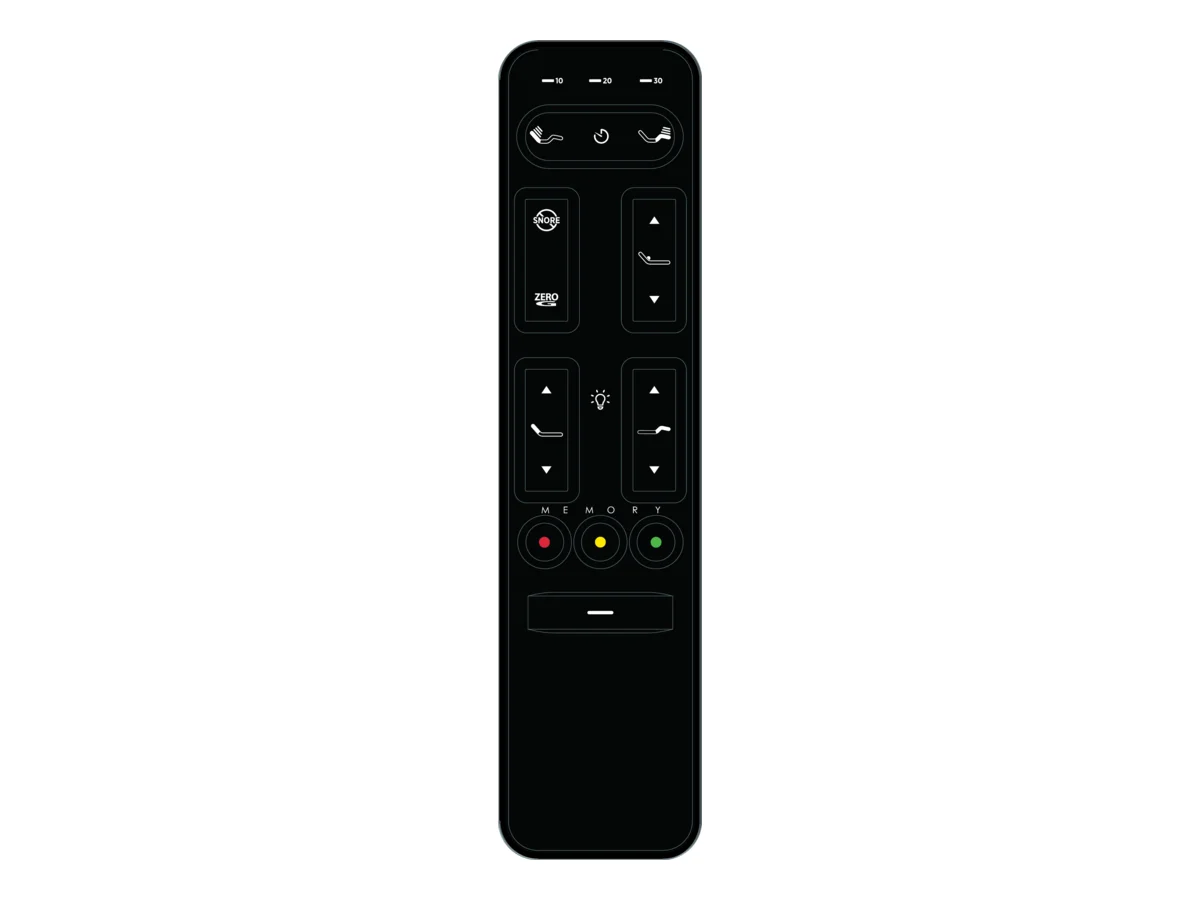 Ergomotion Rio 5.0 adjustable bed base 16-button remote with lumbar and tilt controls