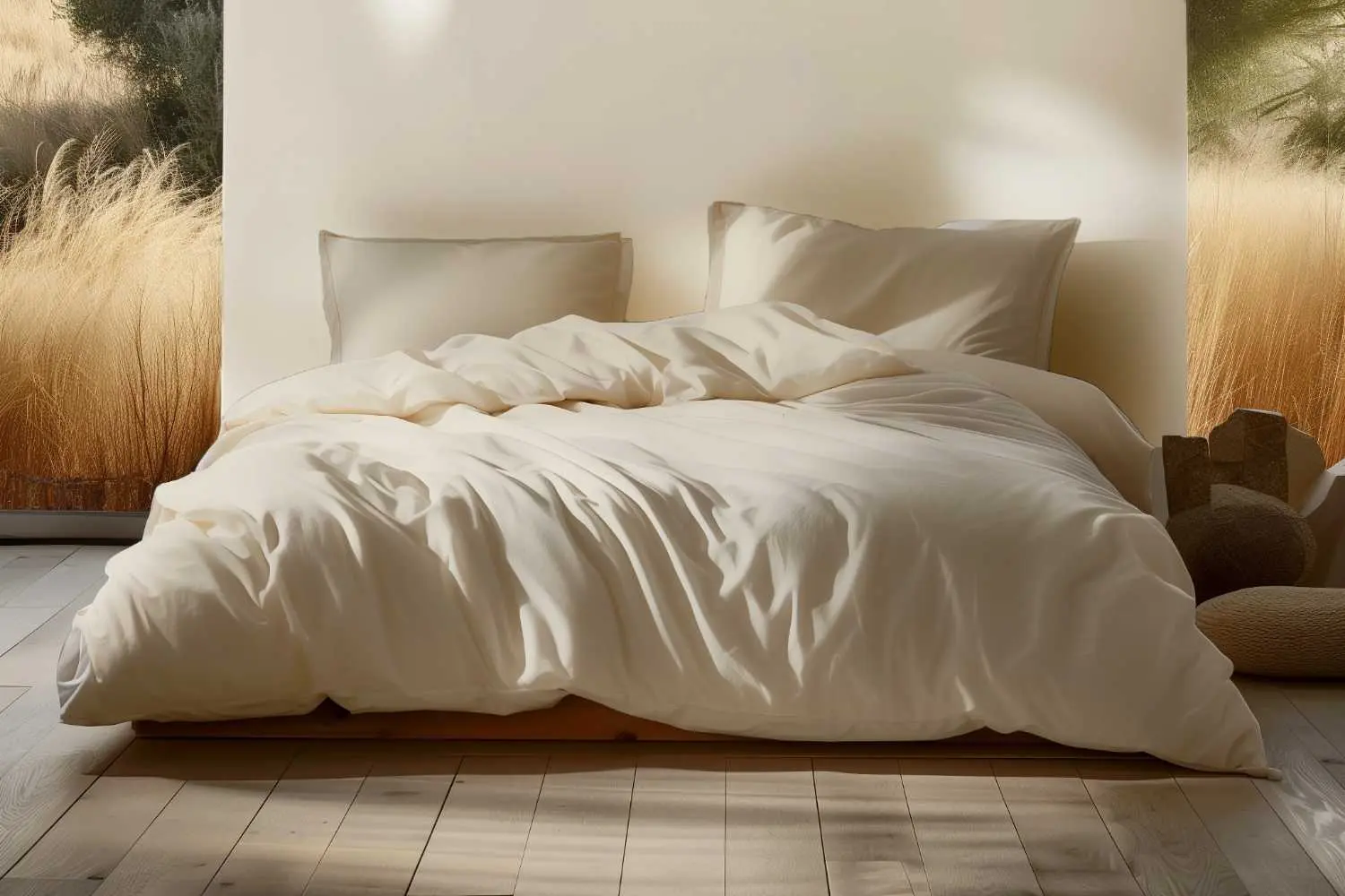 Organic percale sheet set in ivory