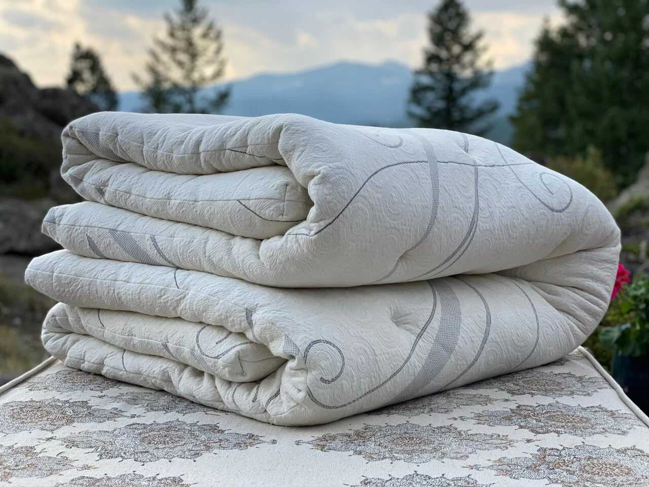 Natural latex mattress topper on organic mattress