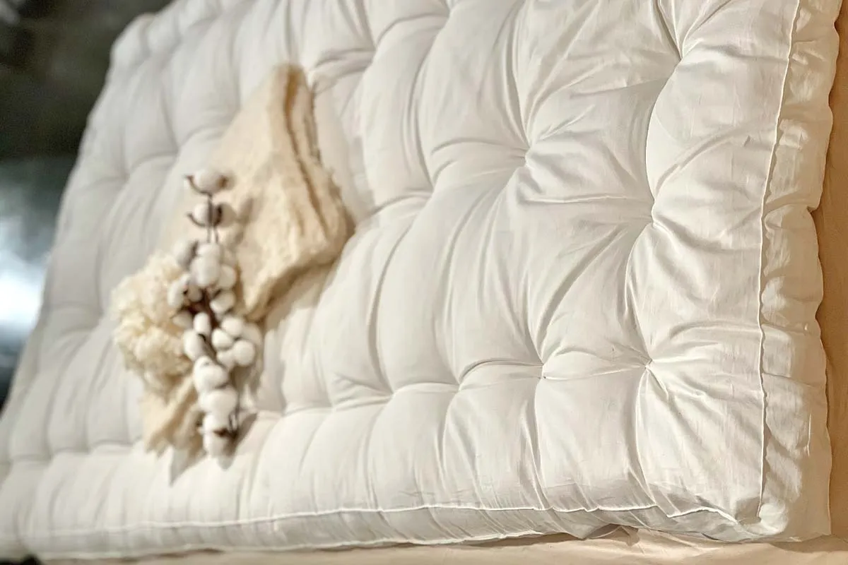 myWoolly Latex Topper product view showing cotton percale cover