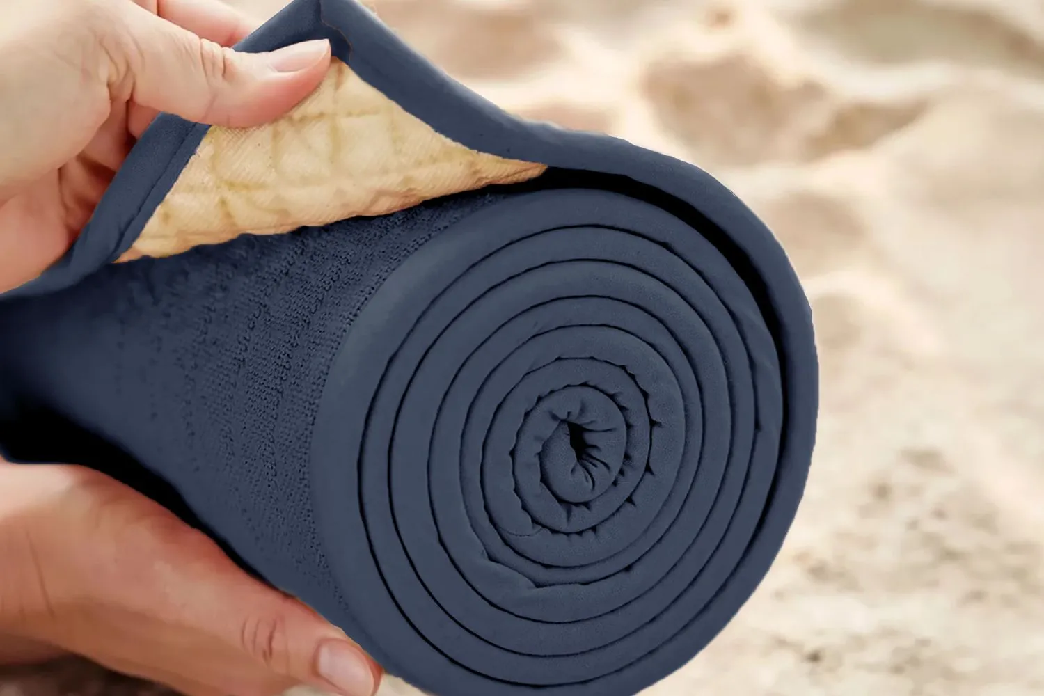 Natural non-slip yoga mat in Navy Blue